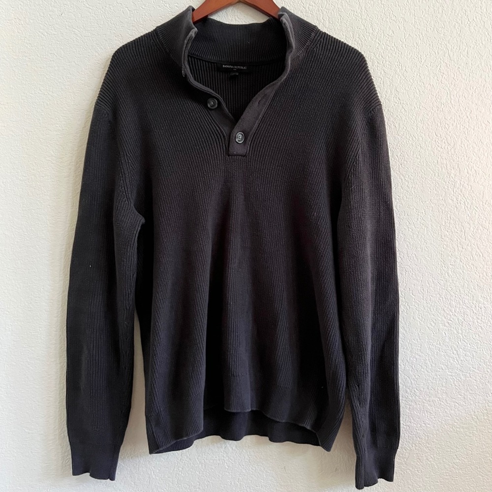 Banana Republic Thick Knit Cotton Pullover Sweater Size Large‎ Button Up